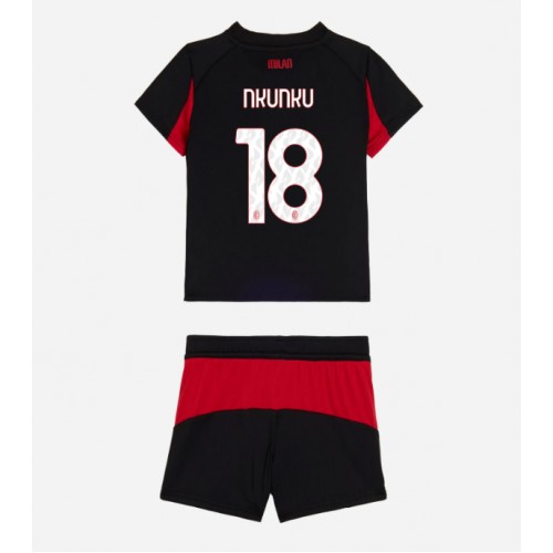 AC Milan Christopher Nkunku #18 Replika Hemmatröja Barn 2025-26 Kortärmad (+ Korta byxor)